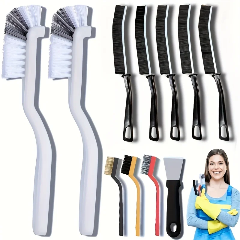 Home Bathroom Cleaning Kit - 11pcs Multi-Purpose Cleaning Brush Set with