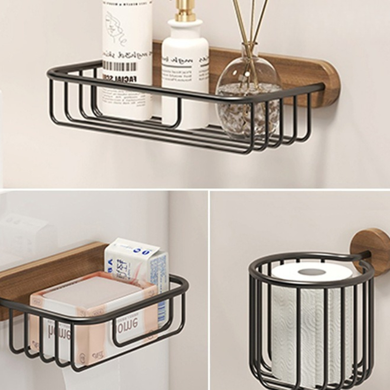 Home Bathroom Paper Towel Holder - Solid Wood Tissue Holder Without Drilling