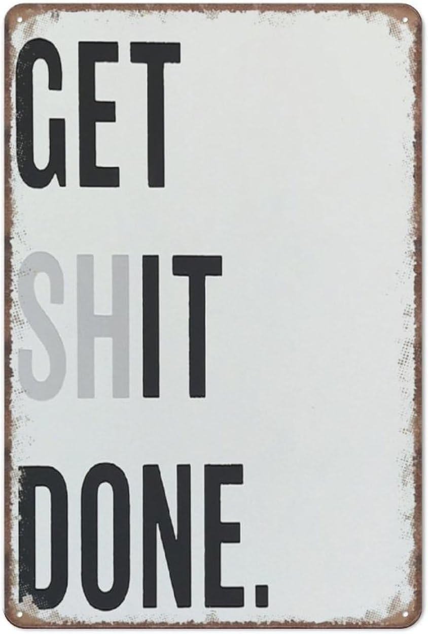 Home Bathroom Wall Art - Get Shit Done Plaque Sign Decorations