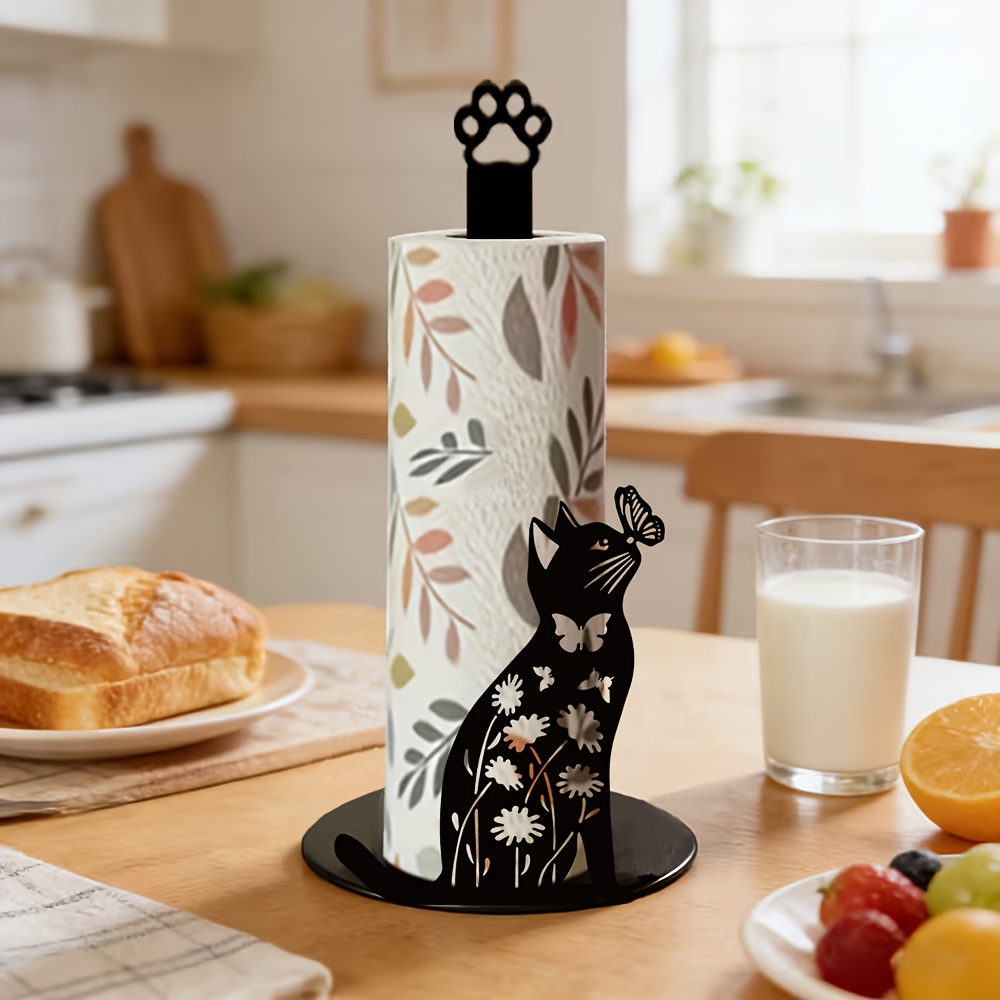 Home Bathroom Paper Towel Holder - 1 Piece 2D Flat Cute Black