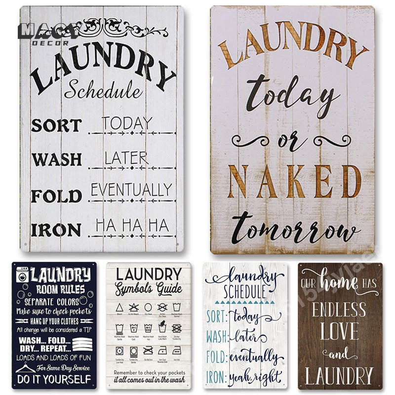 Slogan Metal Tin Sign Laundry  - огляд і ціна Home Bathroom Wall Art