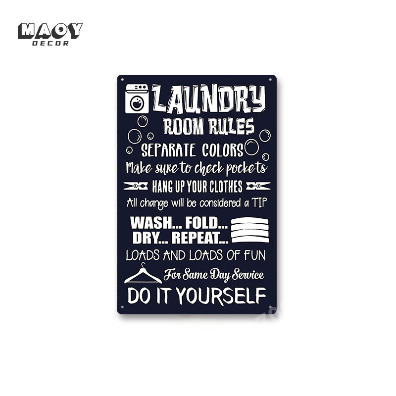 Slogan Metal Tin Sign Laundry  - огляд і ціна Home Bathroom Wall Art
