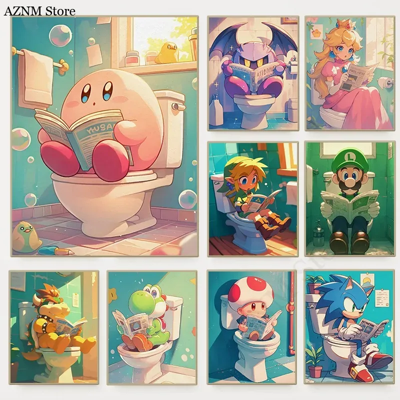 Funny Bathroom Cartoon Video G - огляд і ціна Home Bathroom Wall Art