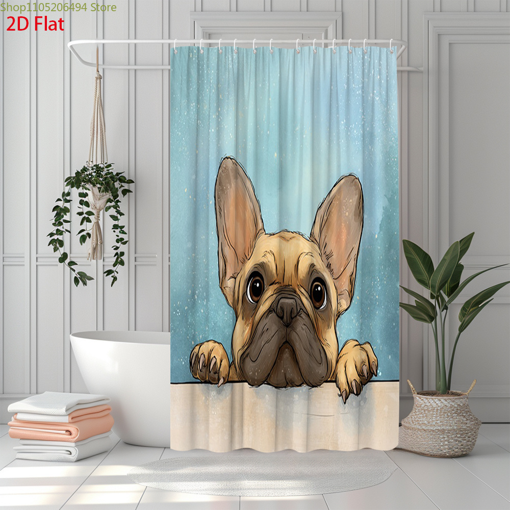 Cute French Bulldog Shower Cur - огляд і ціна Home Bathroom Design Ideas