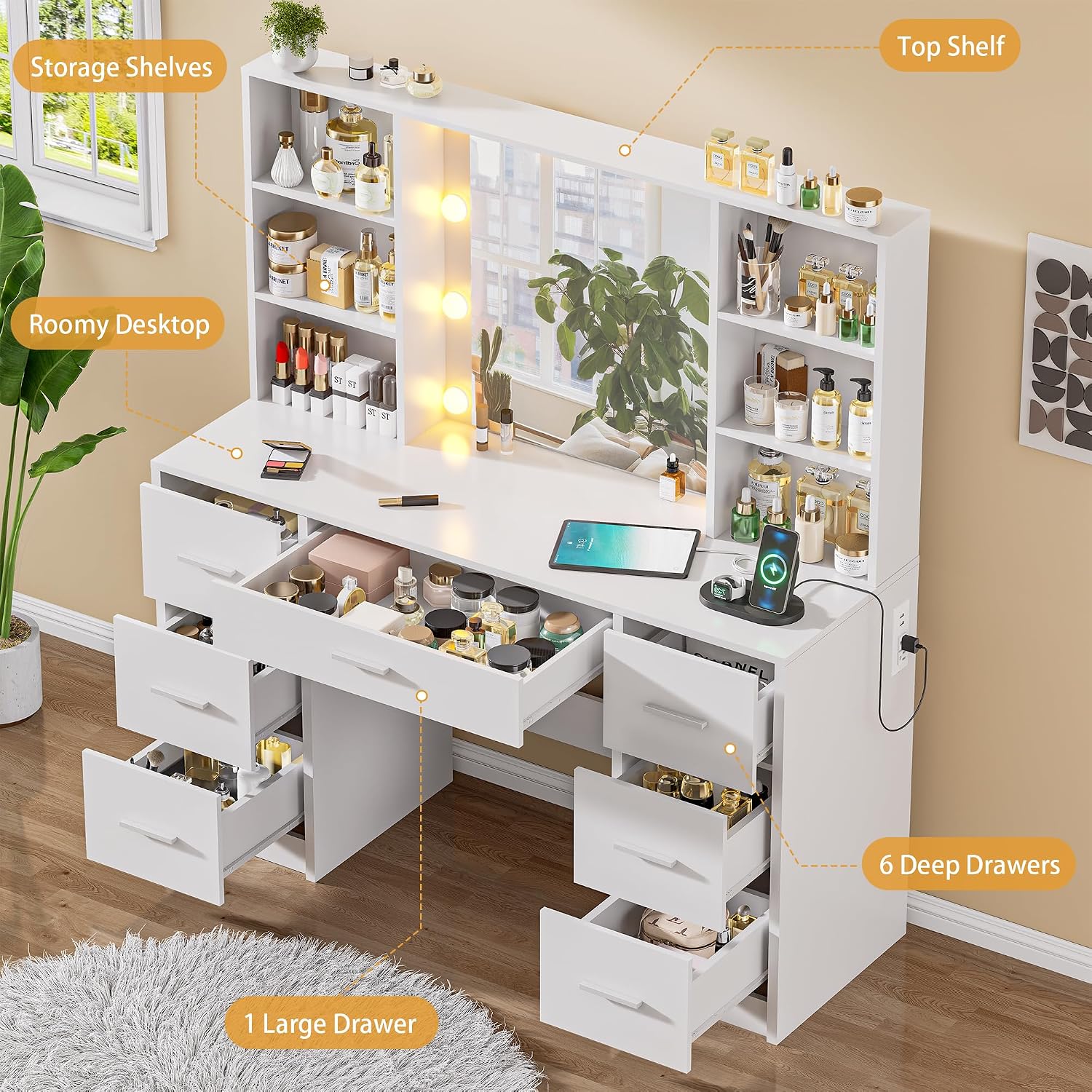 Large Vanity Desk with LED Mir - огляд і ціна Home Outlet Bathroom Vanity