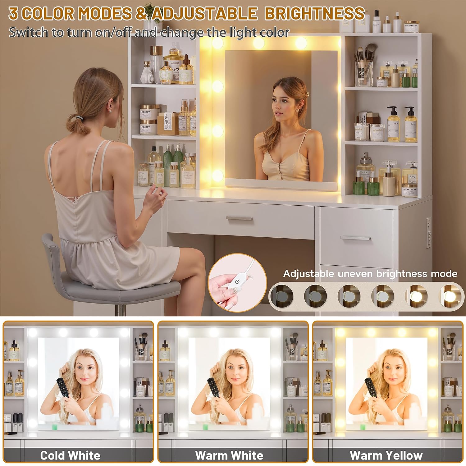 Large Vanity Desk with LED Mir - огляд і ціна Home Outlet Bathroom Vanity