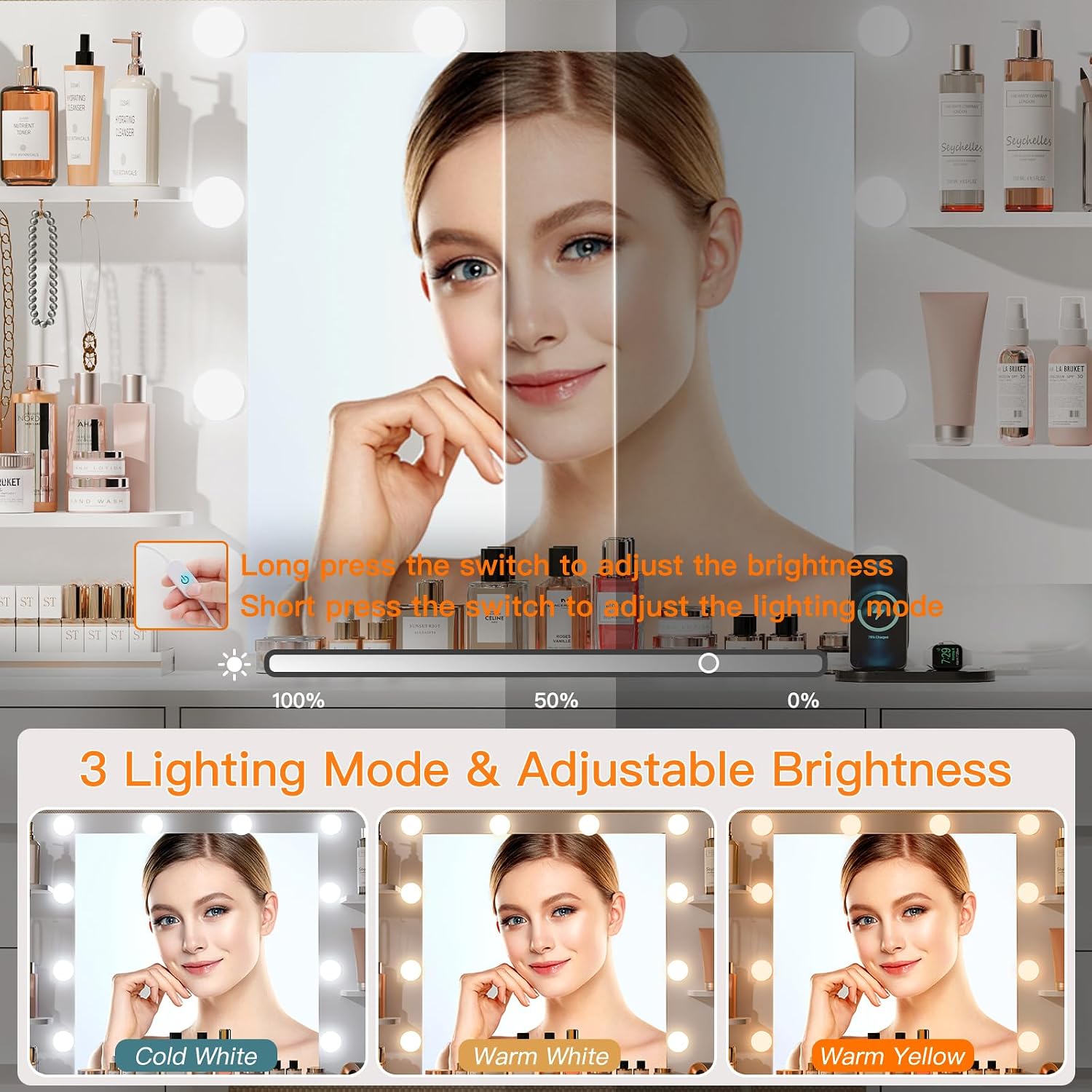 Large Vanity Desk LED Lighted  - огляд і ціна Home Outlet Bathroom Vanity
