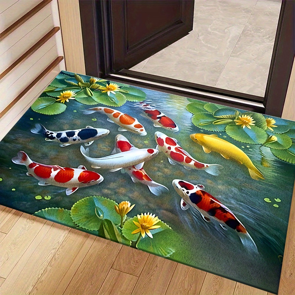 Vibrant Koi Pond Fish Rug Mat  - огляд і ціна Home Bathroom Design Ideas