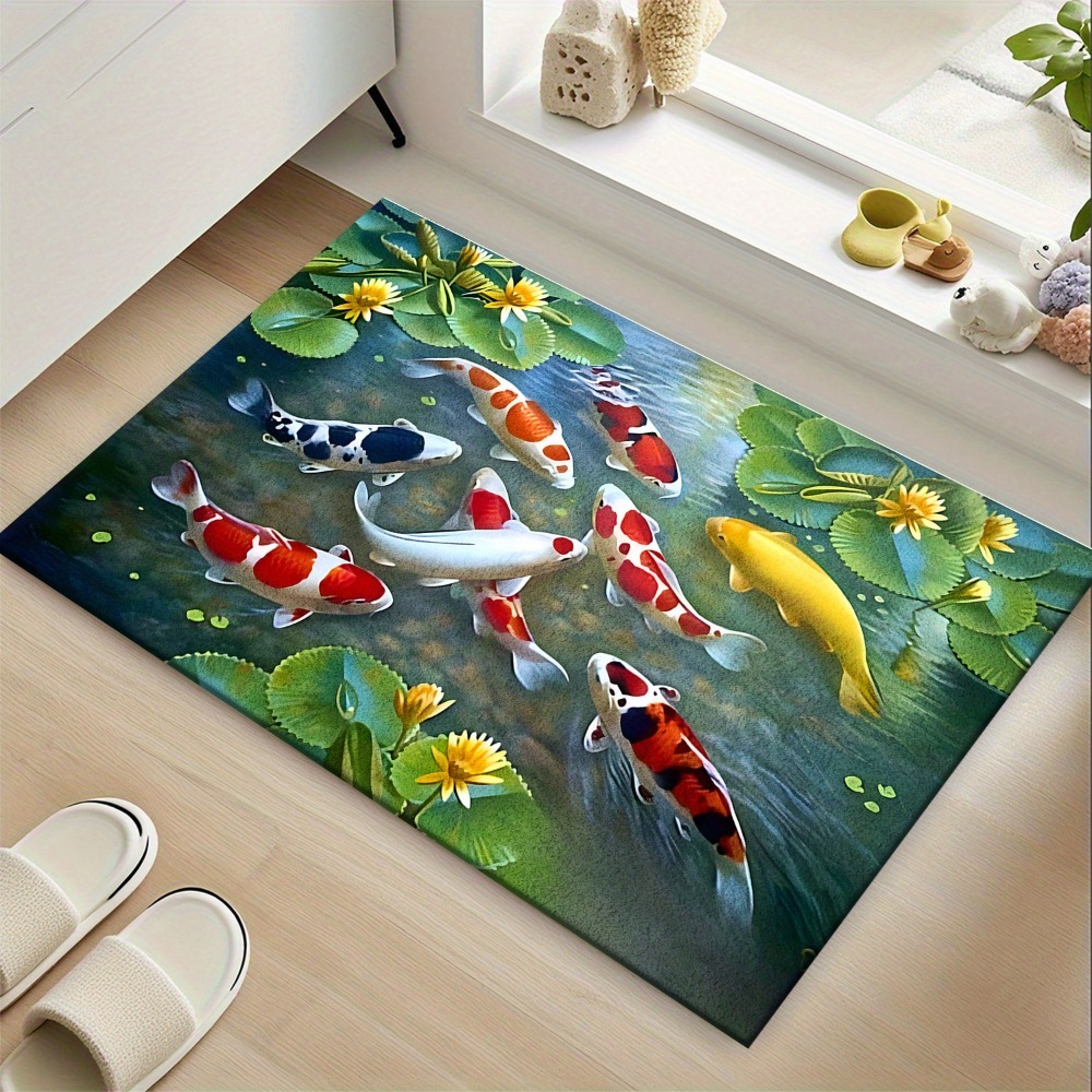 Vibrant Koi Pond Fish Rug Mat  - огляд і ціна Home Bathroom Design Ideas