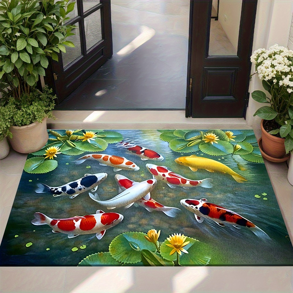 Vibrant Koi Pond Fish Rug Mat  - огляд і ціна Home Bathroom Design Ideas