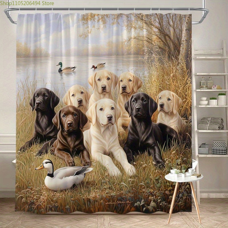 Labrador Dog Family Shower Cur - огляд і ціна Home Bathroom Design Ideas