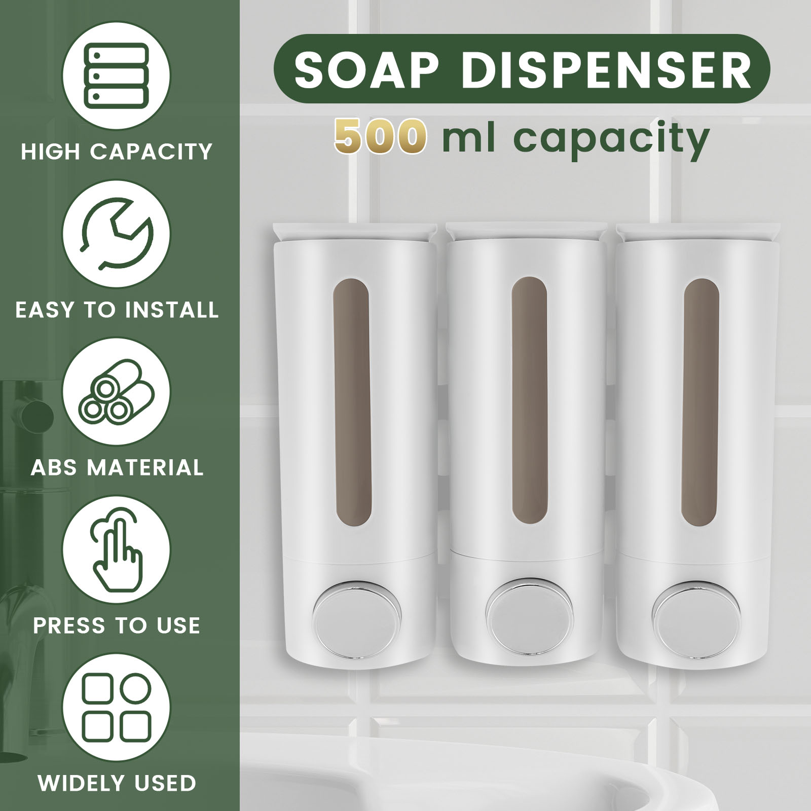 500ml Wall Mounted Bathroom Li - огляд і ціна Home Bathroom Wall Soap Dispenser